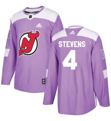 Men's Adidas New Jersey Devils #4 Scott Stevens Authentic Purple Fights Cancer Practice NHL Jersey