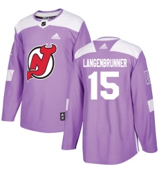 Youth Adidas New Jersey Devils #15 Jamie Langenbrunner Authentic Purple Fights Cancer Practice NHL Jersey