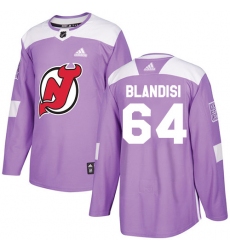 Youth Adidas New Jersey Devils #64 Joseph Blandisi Authentic Purple Fights Cancer Practice NHL Jersey