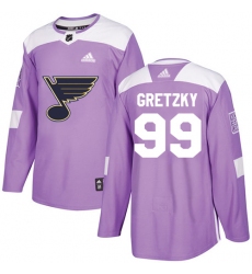 Men's Adidas St. Louis Blues #99 Wayne Gretzky Authentic Purple Fights Cancer Practice NHL Jersey