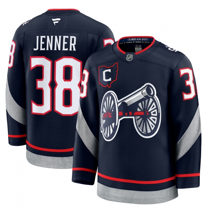 Men's Columbus Blue Jackets #38 Boone Jenner Navy 2024-25 With C Stitched Hockey Jersey