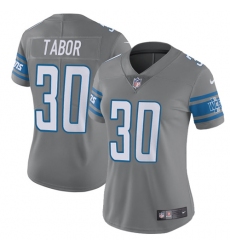 Women's Nike Detroit Lions #30 Teez Tabor Limited Steel Rush Vapor Untouchable NFL Jersey