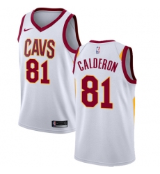 Men's Nike Cleveland Cavaliers #81 Jose Calderon Authentic White Home NBA Jersey - Association Edition