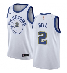 Men's Nike Golden State Warriors #2 Jordan Bell Swingman White Hardwood Classics NBA Jersey