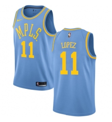 Women's Nike Los Angeles Lakers #11 Brook Lopez Authentic Blue Hardwood Classics NBA Jersey