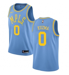 Women's Nike Los Angeles Lakers #0 Kyle Kuzma Authentic Blue Hardwood Classics NBA Jersey