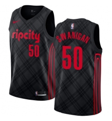 Women's Nike Portland Trail Blazers #50 Caleb Swanigan Swingman Black NBA Jersey - City Edition
