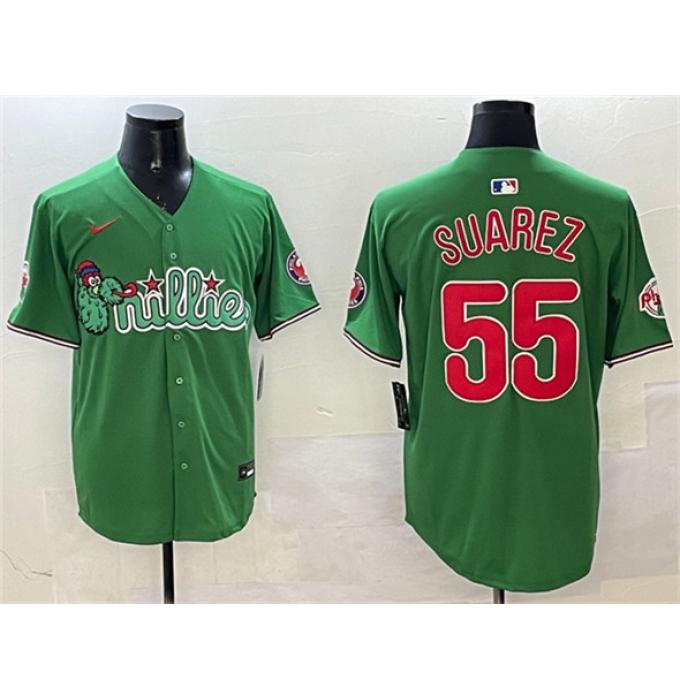 Men's Philadelphia Phillies #55 Ranger Suárez Green Phanatic Limited Stitched Jersey