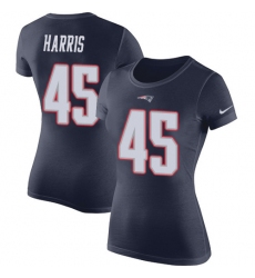 Women's Nike New England Patriots #45 David Harris Navy Blue Rush Pride Name & Number T-Shirt