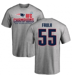 Nike New England Patriots #55 Cassius Marsh Heather Gray 2017 AFC Champions V-Neck T-Shirt