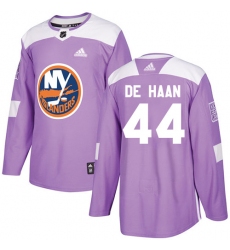 Youth Adidas New York Islanders #44 Calvin de Haan Authentic Purple Fights Cancer Practice NHL Jersey