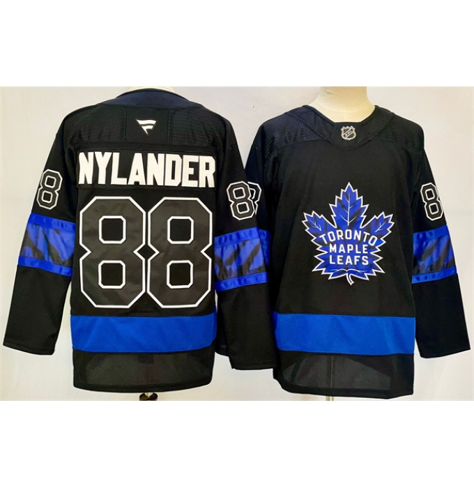 Men's Toronto Maple Leafs #88 William Nylander Black 2024-25 Stitched Jersey