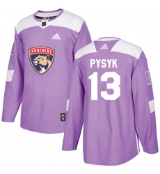 Men's Adidas Florida Panthers #13 Mark Pysyk Authentic Purple Fights Cancer Practice NHL Jersey