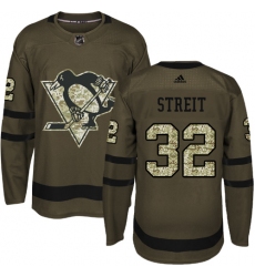 Men's Adidas Pittsburgh Penguins #22 Matt Hunwick Authentic Green Salute to Service NHL Jersey