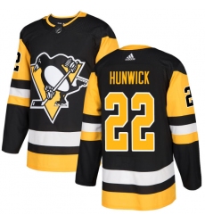 Youth Adidas Pittsburgh Penguins #22 Matt Hunwick Authentic Black Home NHL Jersey