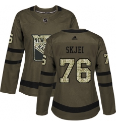 Women's Adidas New York Rangers #76 Brady Skjei Authentic Green Salute to Service NHL Jersey