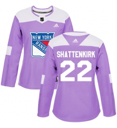 Women's Adidas New York Rangers #22 Kevin Shattenkirk Authentic Purple Fights Cancer Practice NHL Jersey