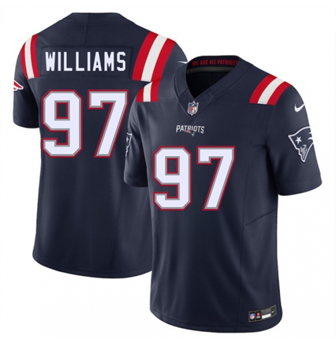 Men's New England Patriots #97 Milton Williams Navy 2025 F.U.S.E. Vapor Limited Football Stitched Jersey