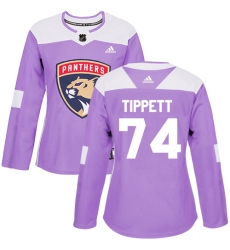 Women's Adidas Florida Panthers #74 Owen Tippett Authentic Purple Fights Cancer Practice NHL Jersey