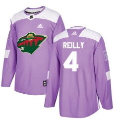 Men's Adidas Minnesota Wild #4 Mike Reilly Authentic Purple Fights Cancer Practice NHL Jersey