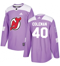 Men's Adidas New Jersey Devils #40 Blake Coleman Authentic Purple Fights Cancer Practice NHL Jersey