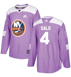 Youth Adidas New York Islanders #4 Robin Salo Authentic Purple Fights Cancer Practice NHL Jersey