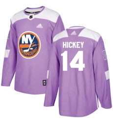 Men's Adidas New York Islanders #14 Thomas Hickey Authentic Purple Fights Cancer Practice NHL Jersey