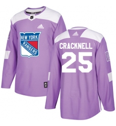 Men's Adidas New York Rangers #25 Adam Cracknell Authentic Purple Fights Cancer Practice NHL Jersey