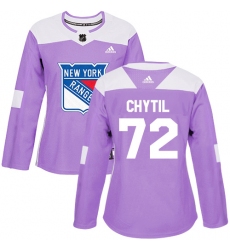 Women's Adidas New York Rangers #72 Filip Chytil Authentic Purple Fights Cancer Practice NHL Jersey