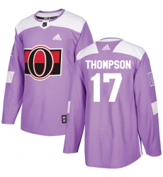 Youth Adidas Ottawa Senators #17 Nate Thompson Authentic Purple Fights Cancer Practice NHL Jersey