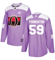 Men's Adidas Ottawa Senators #59 Alex Formenton Authentic Purple Fights Cancer Practice NHL Jersey