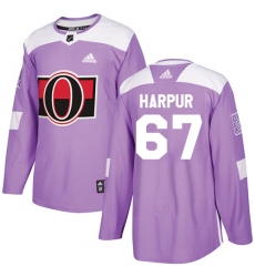 Youth Adidas Ottawa Senators #67 Ben Harpur Authentic Purple Fights Cancer Practice NHL Jersey