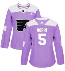 Women's Adidas Philadelphia Flyers #5 Samuel Morin Authentic Purple Fights Cancer Practice NHL Jersey