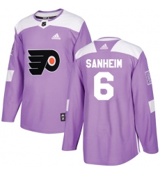 Men's Adidas Philadelphia Flyers #6 Travis Sanheim Authentic Purple Fights Cancer Practice NHL Jersey