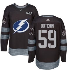 Men's Adidas Tampa Bay Lightning #59 Jake Dotchin Authentic Black 1917-2017 100th Anniversary NHL Jersey