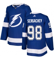 Men's Adidas Tampa Bay Lightning #98 Mikhail Sergachev Authentic Royal Blue Home NHL Jersey