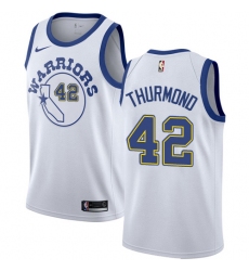 Youth Nike Golden State Warriors #42 Nate Thurmond Authentic White Hardwood Classics NBA Jersey