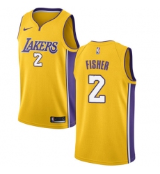 Men's Nike Los Angeles Lakers #2 Derek Fisher Swingman Gold Home NBA Jersey - Icon Edition