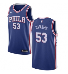 Men's Nike Philadelphia 76ers #53 Darryl Dawkins Swingman Blue Road NBA Jersey - Icon Edition