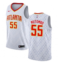 Women's Nike Atlanta Hawks #55 Dikembe Mutombo Authentic White NBA Jersey - Association Edition