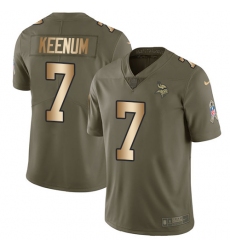 Youth Nike Minnesota Vikings #7 Case Keenum Limited Olive/Gold 2017 Salute to Service NFL Jersey