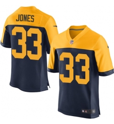 Men's Nike Green Bay Packers #33 Aaron Jones Elite Navy Blue Alternate NFL Jersey