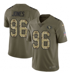 Men's Nike San Francisco 49ers #96 Datone Jones Limited Olive/Camo 2017 Salute to Service NFL Jersey