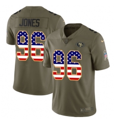 Youth Nike San Francisco 49ers #96 Datone Jones Limited Olive/USA Flag 2017 Salute to Service NFL Jersey