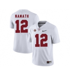 Alabama Crimson Tide 12 Joe Namath White With Diamond Logo College Football Jersey