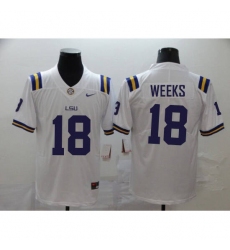 Men's LSU Tigers #18 Weeks White College Football Jersey