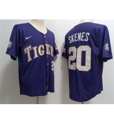 Men's LSU Tigers #20 Paul Skenes Purple Stitched Baseball Jersey