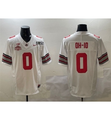 Men's Ohio State Buckeyes #0 OH-IO White 2025 CFP Final With National Champions F.U.S.E. Vapor Limited Stitched Football Jersey