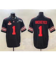 Men's Ohio State Buckeyes #1 Buckeyes Black 2025 CFP Final With National Champions F.U.S.E. Vapor Limited Stitched Football Jersey