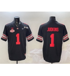 Men's Ohio State Buckeyes #1 Quinshon Judkins Black 2025 CFP Final With National Champions F.U.S.E. Vapor Limited Stitched Football Jersey